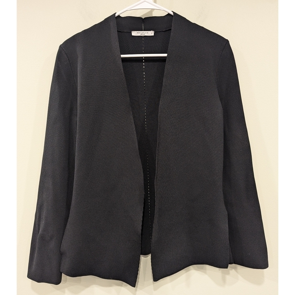 MM Lafleur Black Viscose Nylon Open Cardigan Size Small